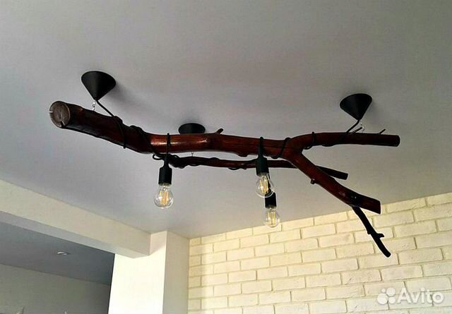 Люстра (Светильник) из натурального дерева