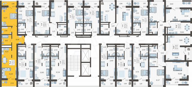 2-к. квартира, 50,7 м², 14/19 эт.