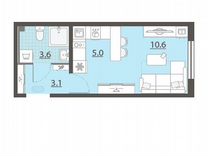 Квартира-студия, 22,3 м², 1/8 эт.