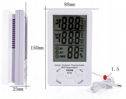 Цифровой термометр + гигрометр мт-298