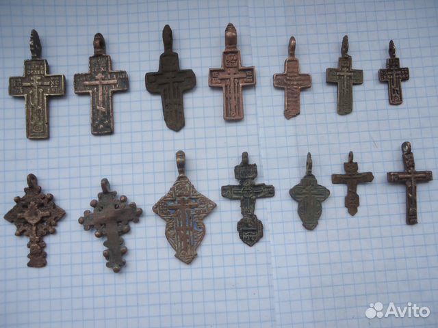 Крест старинный медный 13-18 век икона богоматерь