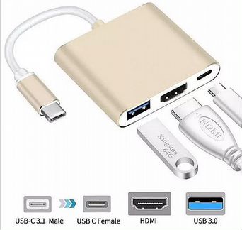 Переходник конвертер картридерusb+Type-c в hdmi