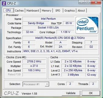 Процессор intel Pentium G630 CostaRica LGA 1155