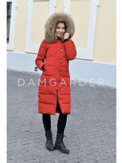 Пуховик новый женский длинный красный