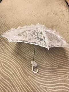 Свадебный зонт (белый кружевной)