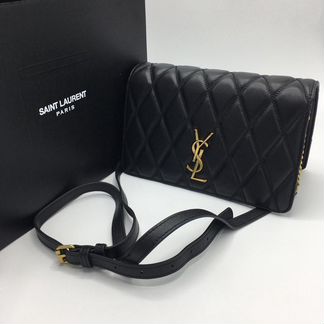 Новая женская сумка клатч из кожи черная белая YSL
