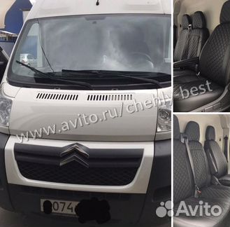 Чехлы Автопилот ромб экокожа чёрная на Фиат Дукато