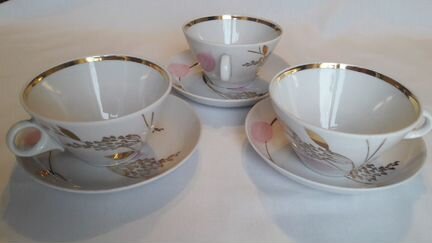Винтаж. Фарфоровые чайные пары «Мимоза». Дулёво