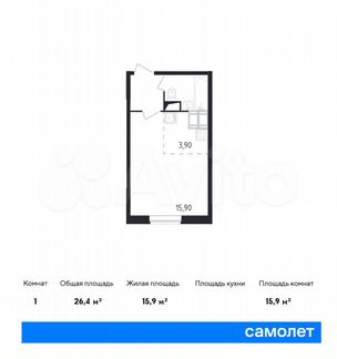Квартира-студия, 26.4 м², 21/23 эт.