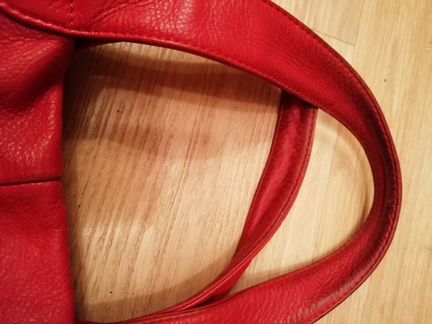 Сумка красная, нат. кожа, яркая, летняя