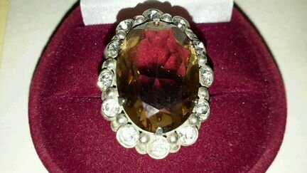 Кольцо раухтопаз дымчатый кварц винтаж СССР 1960х