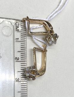 Золотые серьги Тюльпаны с фианитами