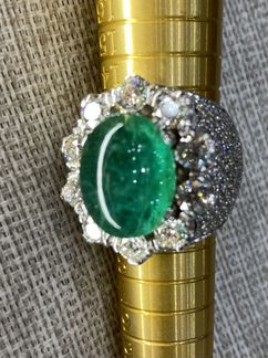 Кольцо с бриллиантом 4,5 карат изумруд 9,6 карат