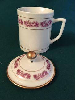 Чашка, стакан фарфоровый с крышкой Китай