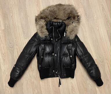 Кожаный женский пуховик dsquared 2