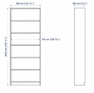 Стеллаж билли 80x28x202 см икея