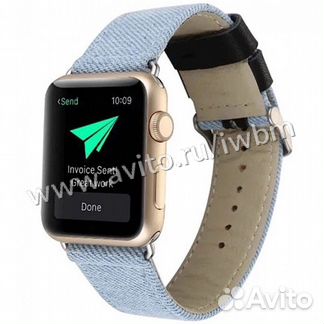 Ремешок джинсовый для Apple Watch 42/44 мм голубой