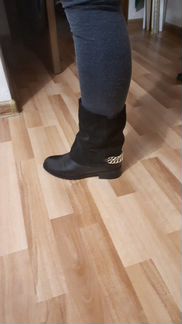 Полусапоги женские р.36 чёрные кожа