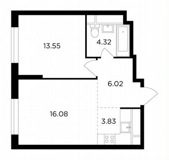 2-к квартира, 43.7 м², 2/29 эт.