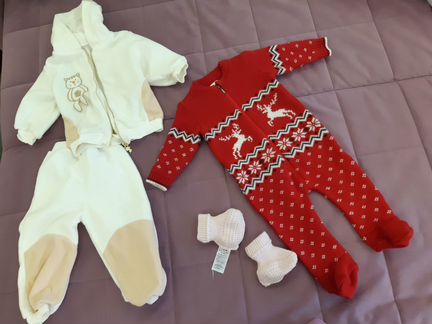 Комбинезон и комплект под зимний комбинезон, р 74