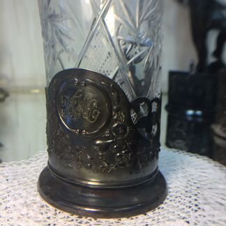 Подстаканник антикварный фрукты/ цветы + стакан