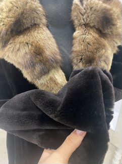 Шуба норка с капюшоном соболь