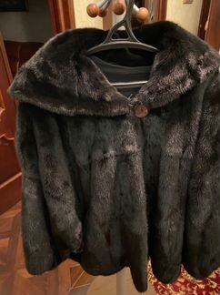 Шуба норковая черная с капюшоном