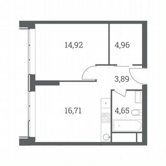 1-к квартира, 45.1 м², 28/51 эт.