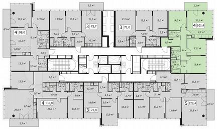 4-к квартира, 101 м², 4/14 эт.