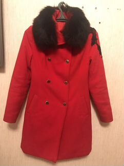Пальто красное шерсть