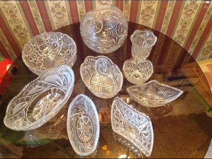 Хрустальные салатники 9 шт 60-80г