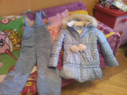Зимний комбинезон для девочки красивый голубой