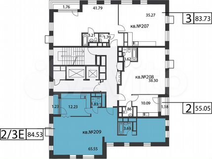 3-к квартира, 84.5 м², 19/20 эт.