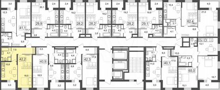1-к квартира, 42.2 м², 13/25 эт.