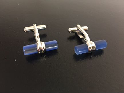 Запонки класса люкс с натуральным голубым камнем