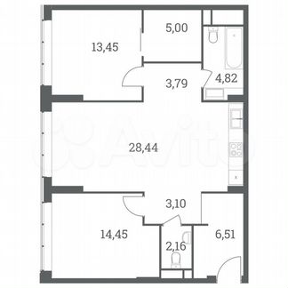 2-к квартира, 81.7 м², 17/51 эт.
