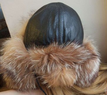 Шапка ушанка мех+кожа, р. 54
