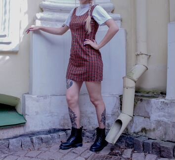 Клетчатый сарафан винтаж