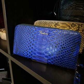 Кошелек из кожи питона портмоне синий