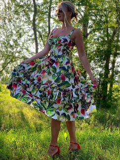 Платье из подписной ткани Dolce&Gabbana