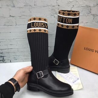 Ботфорты сапоги высокие черные коричневые луи витт