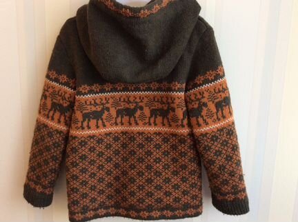 Шерстяной кардиган с капюшоном на подкладке на 4-6