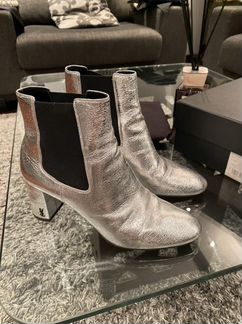 Ботильоны серебристые Saint Laurent