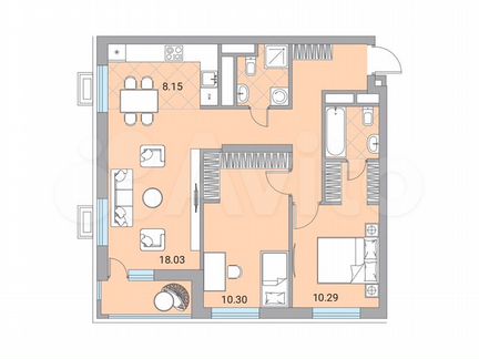 3-к квартира, 73.2 м², 5/24 эт.