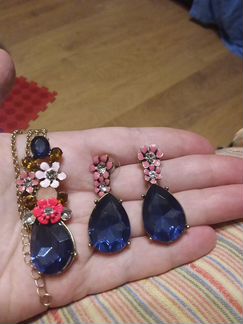 Серьги и подвеска цветы