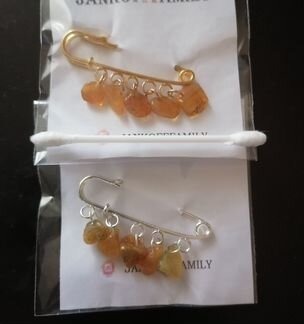 Брошь Булавка Янтарь 5 шт натур. дл. 5см новая