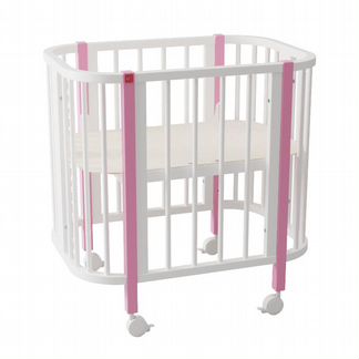 Новая детская Кроватка Pappy 7в1 Белая с Розовым