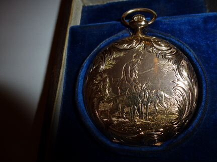 Редкие золотые мужские карманные часы John Salter
