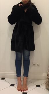 Шуба чёрная из канадской норки б/у